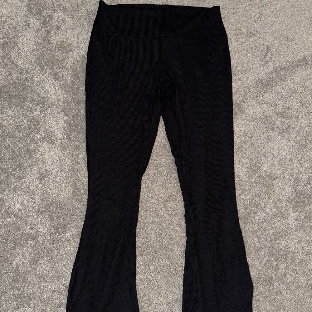 Lululemon Black Ribbed Flare Pant Size 14 High Rise